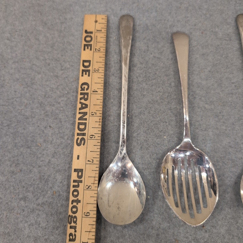 Silver Plated Italy 3 Piece Serving Set Slotted Spoon Solid Spoon Meat Fork - Picture 3 of 4